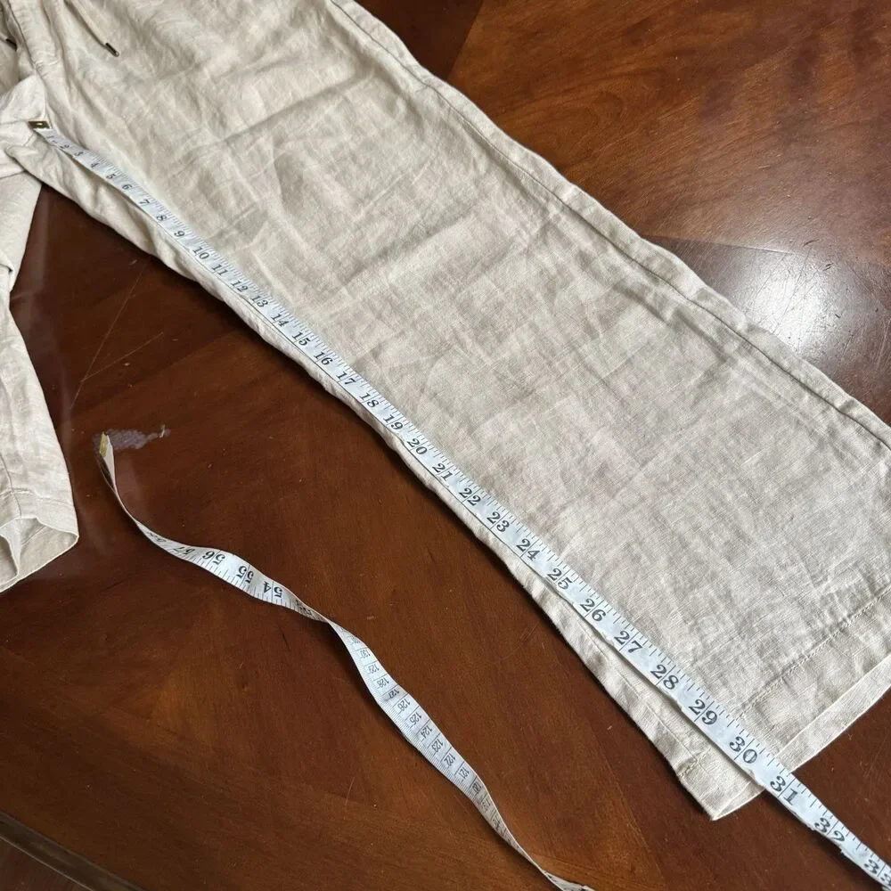 Quince Women's 100% European Linen Pants Driftwood Beige Size Medium Pockets